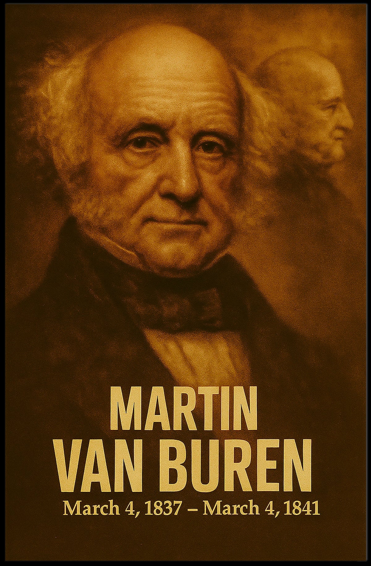 Martin Van Buren Poster Vintage Analog Film Aesthetic Presidential Portrait Wall Art Historical Print