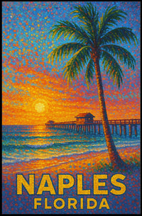 Naples Florida Sunset Poster Coastal Wall Art Decor