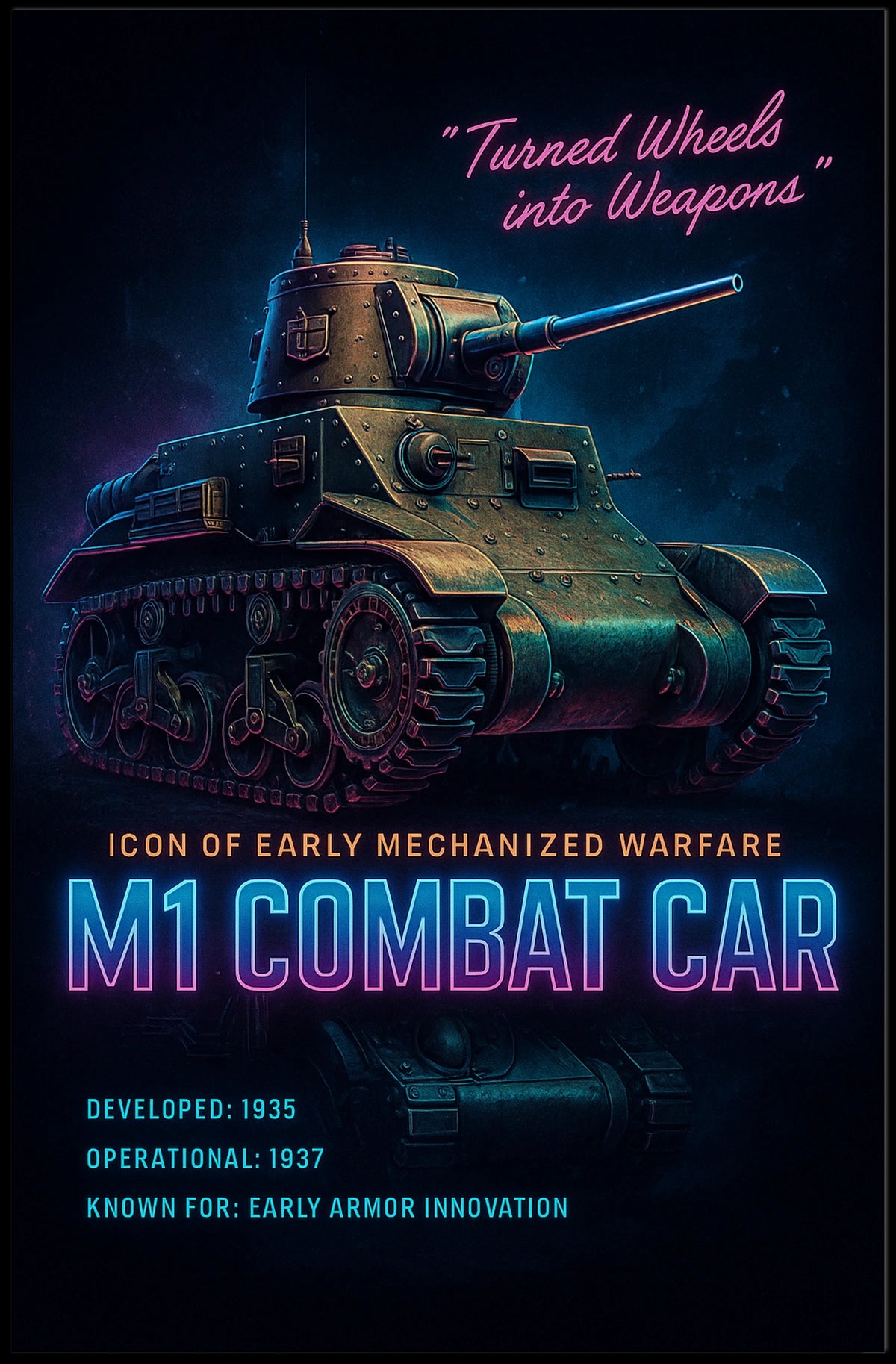 M1 Combat Car Icon Of Early Mechanized Poster