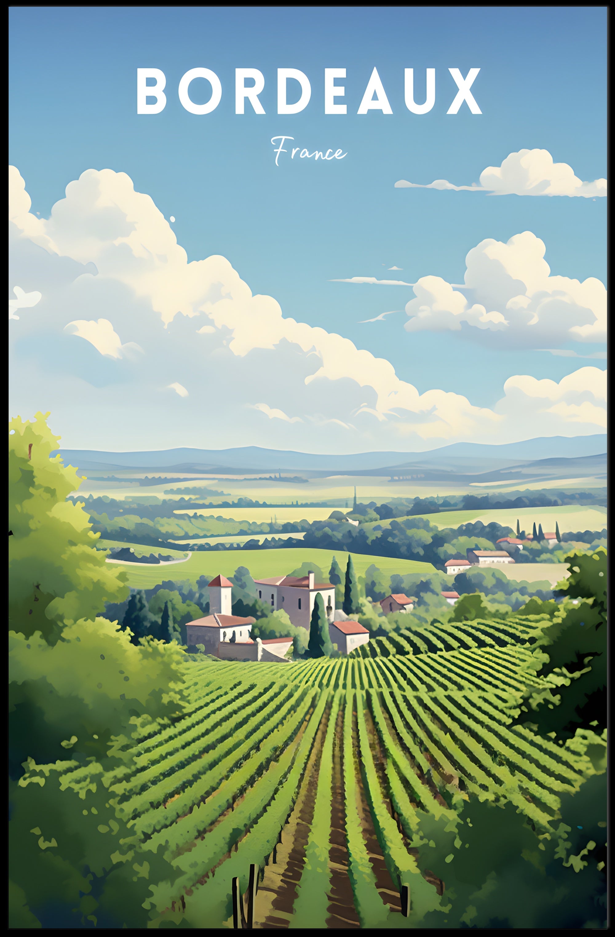 Scenic Bordeaux Vineyards Poster