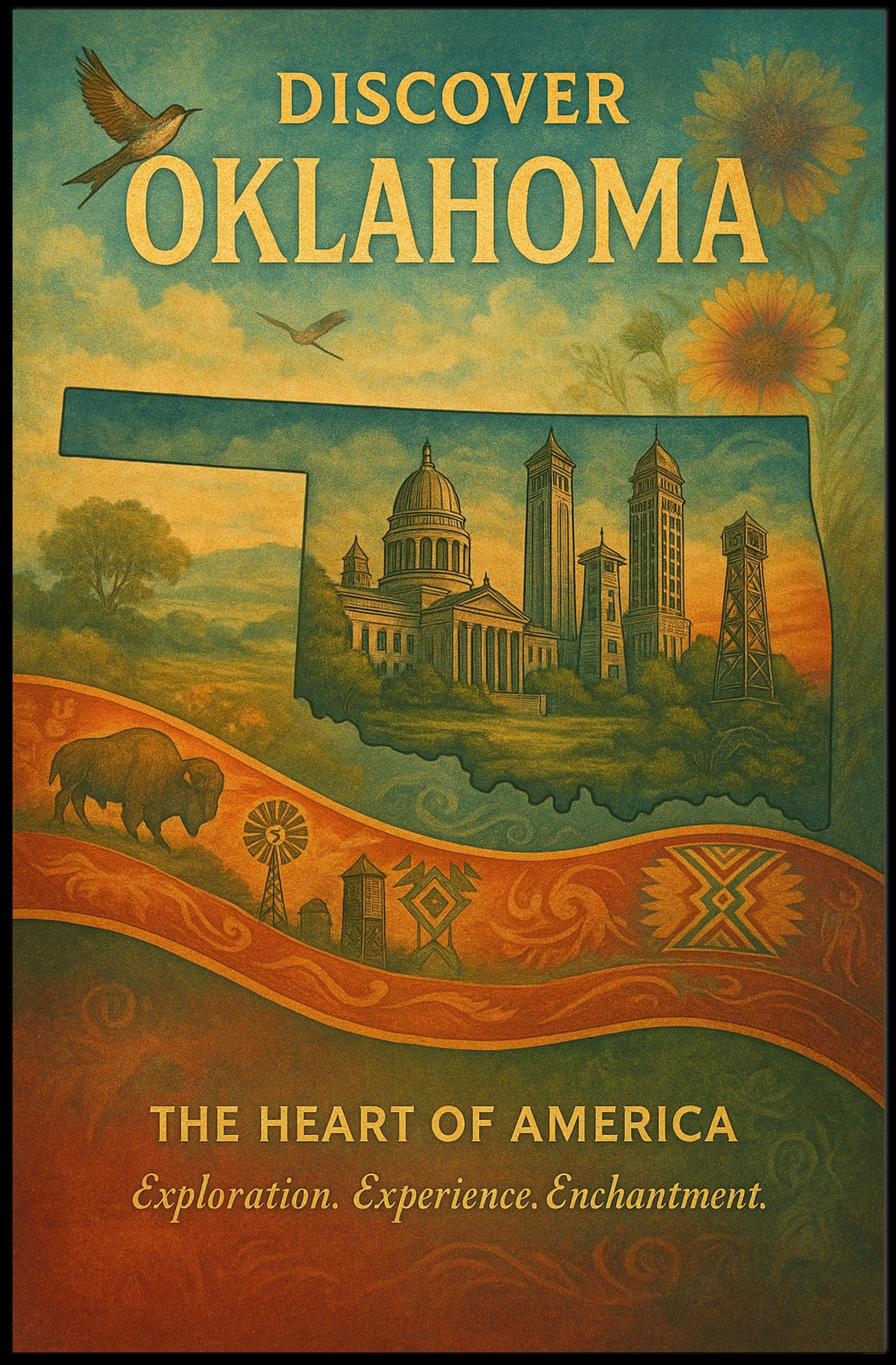 Discover Oklahoma Wall Art Print Decor PosterGoat