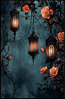 Enchanted Lanterns And Roses Poster