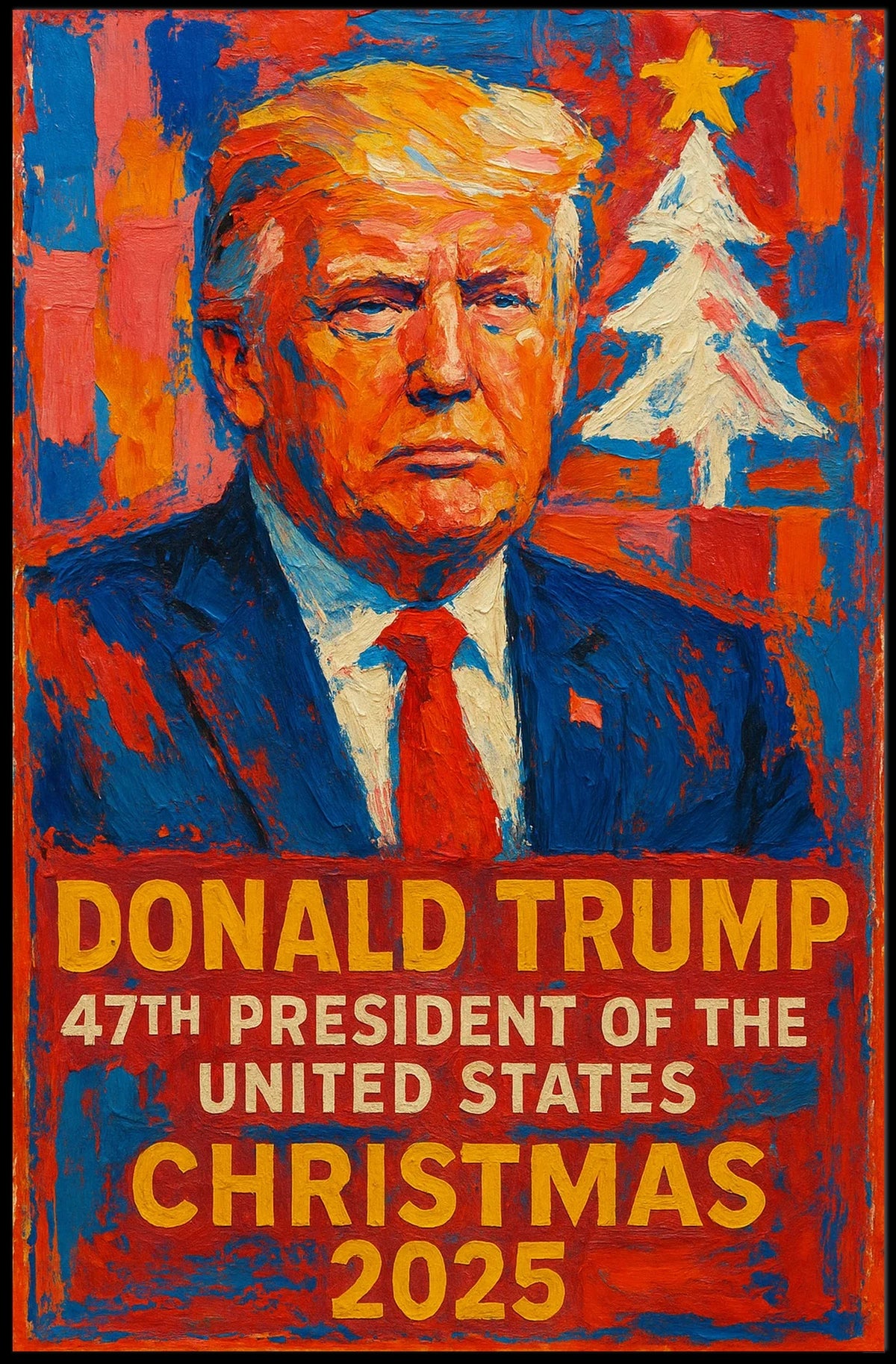 Stylized Presidential Portrait: Christmas 2025 Political Poster