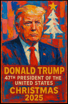 Stylized Presidential Portrait: Christmas 2025 Political Poster