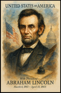 Abraham Lincoln 16th President of the United States Vintage Watercolor Poster