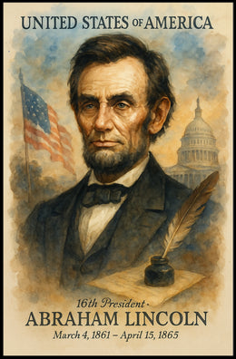 Abraham Lincoln 16th President of the United States Vintage Watercolor Poster