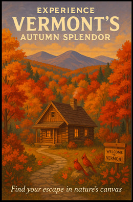 Vermont Autumn Scene Vintage Travel Poster