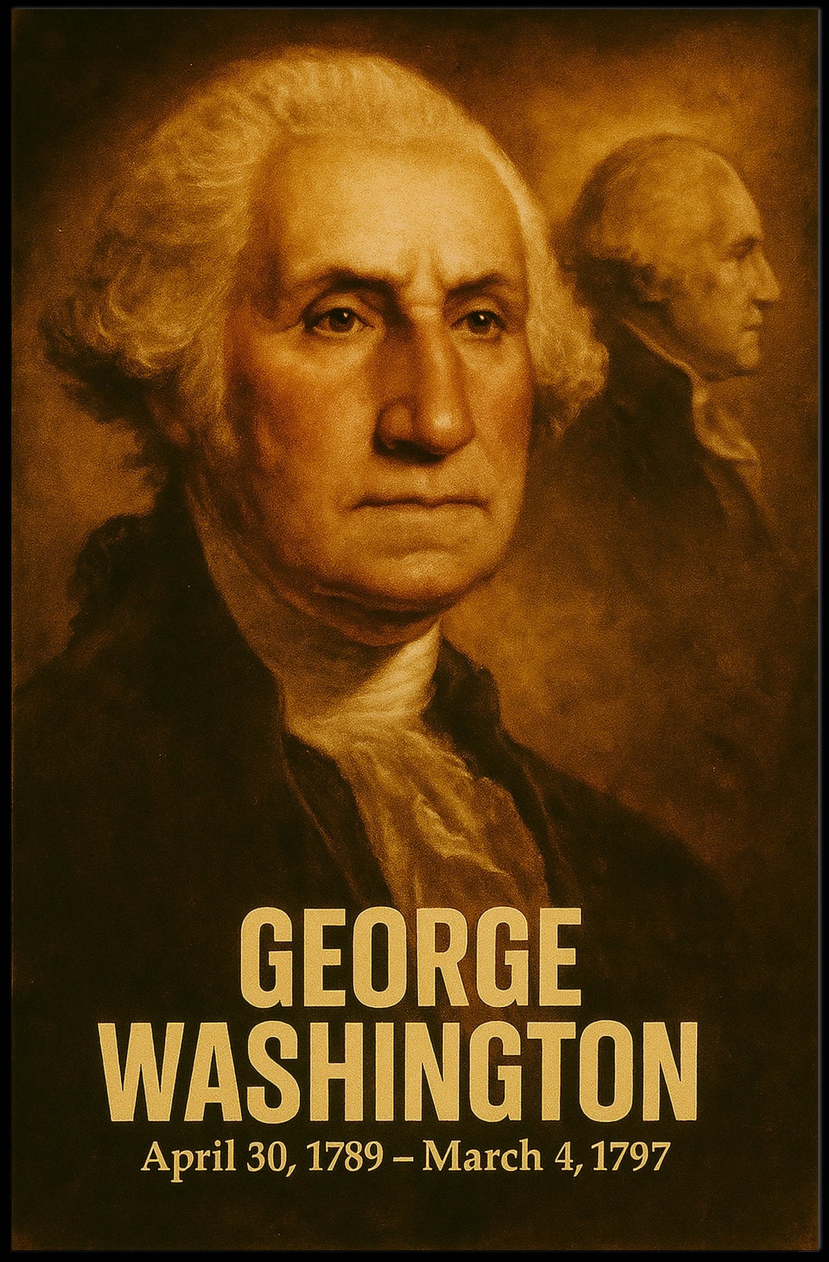 George Washington Vintage Analog Film Aesthetic Poster Presidential Portrait Wall Art Historical Founding Father Print