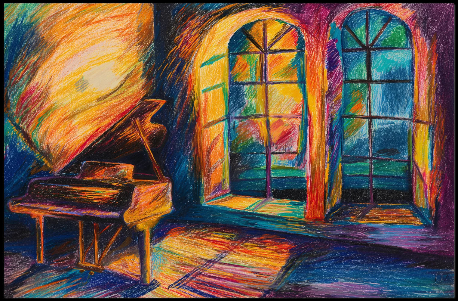 Grand Piano in Dreamlike Abstract Artwork Poster