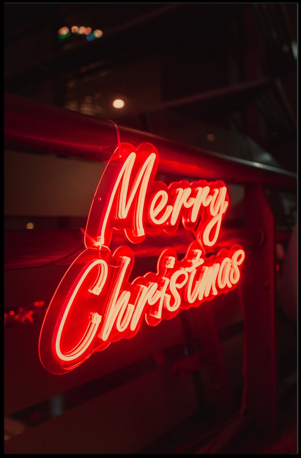 Merry Christmas Neon Glow Poster