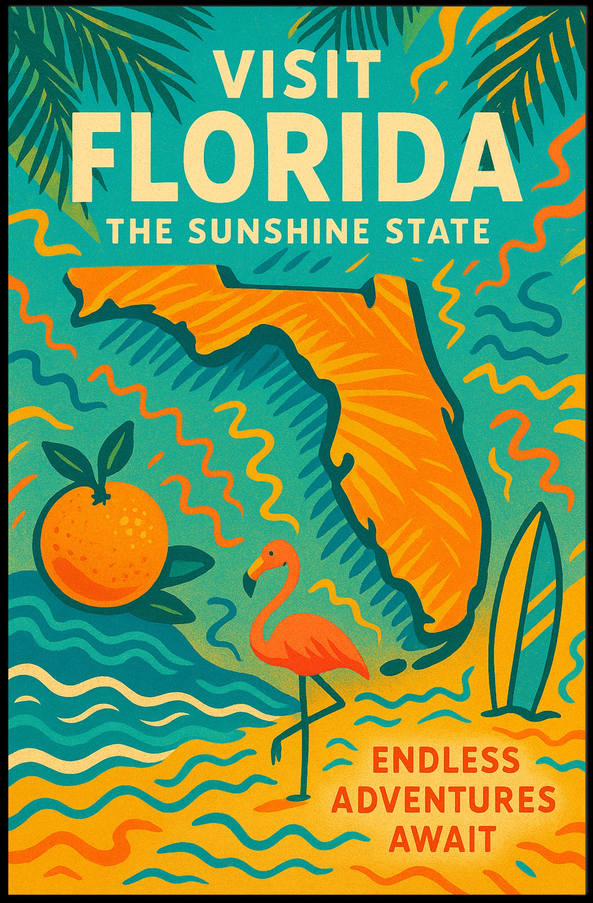 Florida Travel Poster Vintage Sunshine State Print