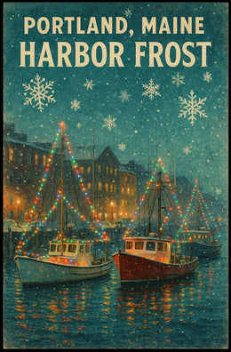 Portland Maine Harbor Frost Poster