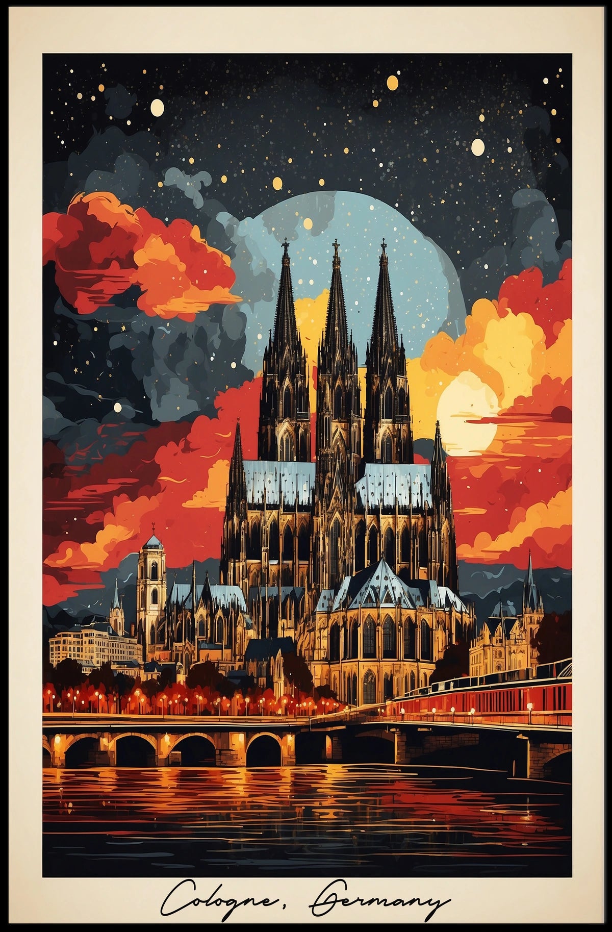Cologne Cathedral at Sunset Poster