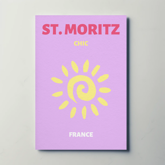 St Moritz Chic Sun Graphic Retro Travel Poster