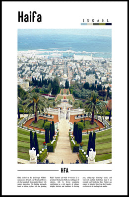 Haifa Skyline with Bahá'í Gardens Urban or Cityscape Poster PosterGoat