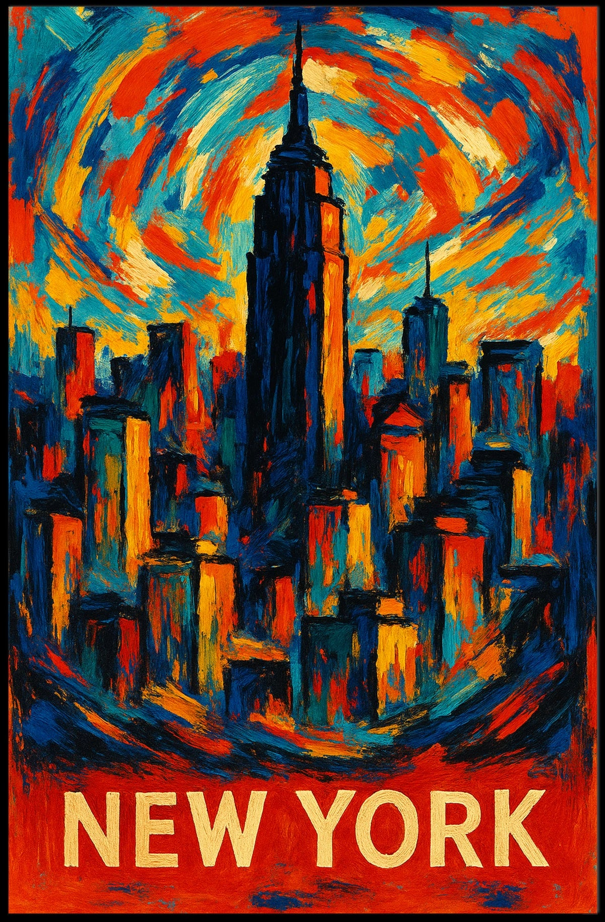 Vibrant New York Skyline Poster Wall Art 18x24 Inches
