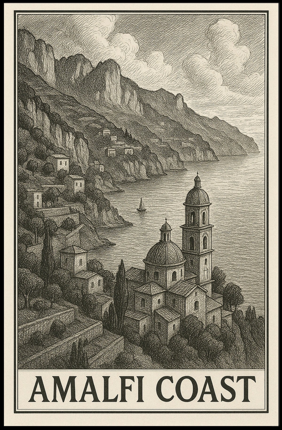 Amalfi Coast Poster Wall Art Print Travel Decor Home