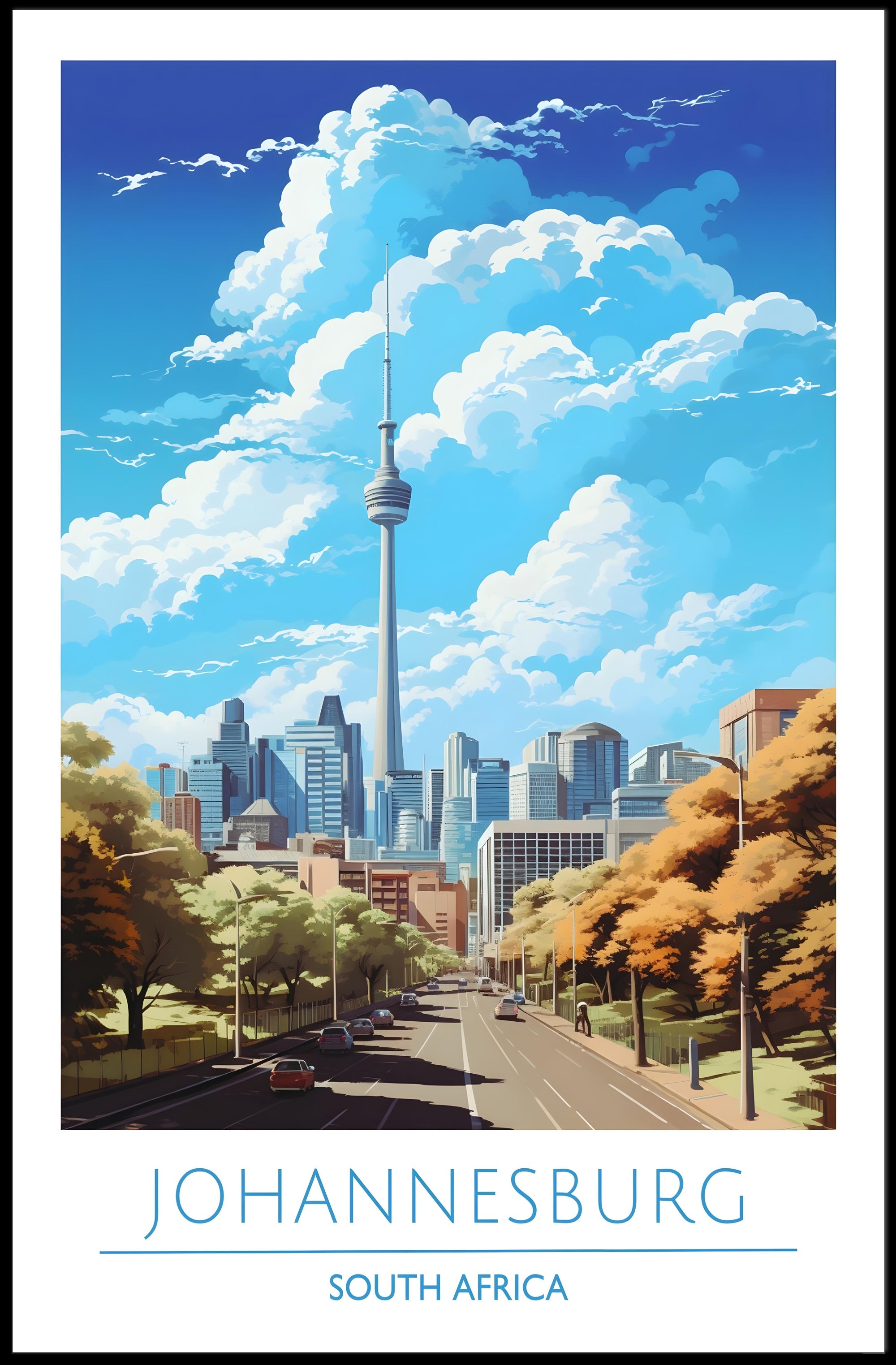 Johannesburg Cityscape Artwork: Urban or Cityscape Poster