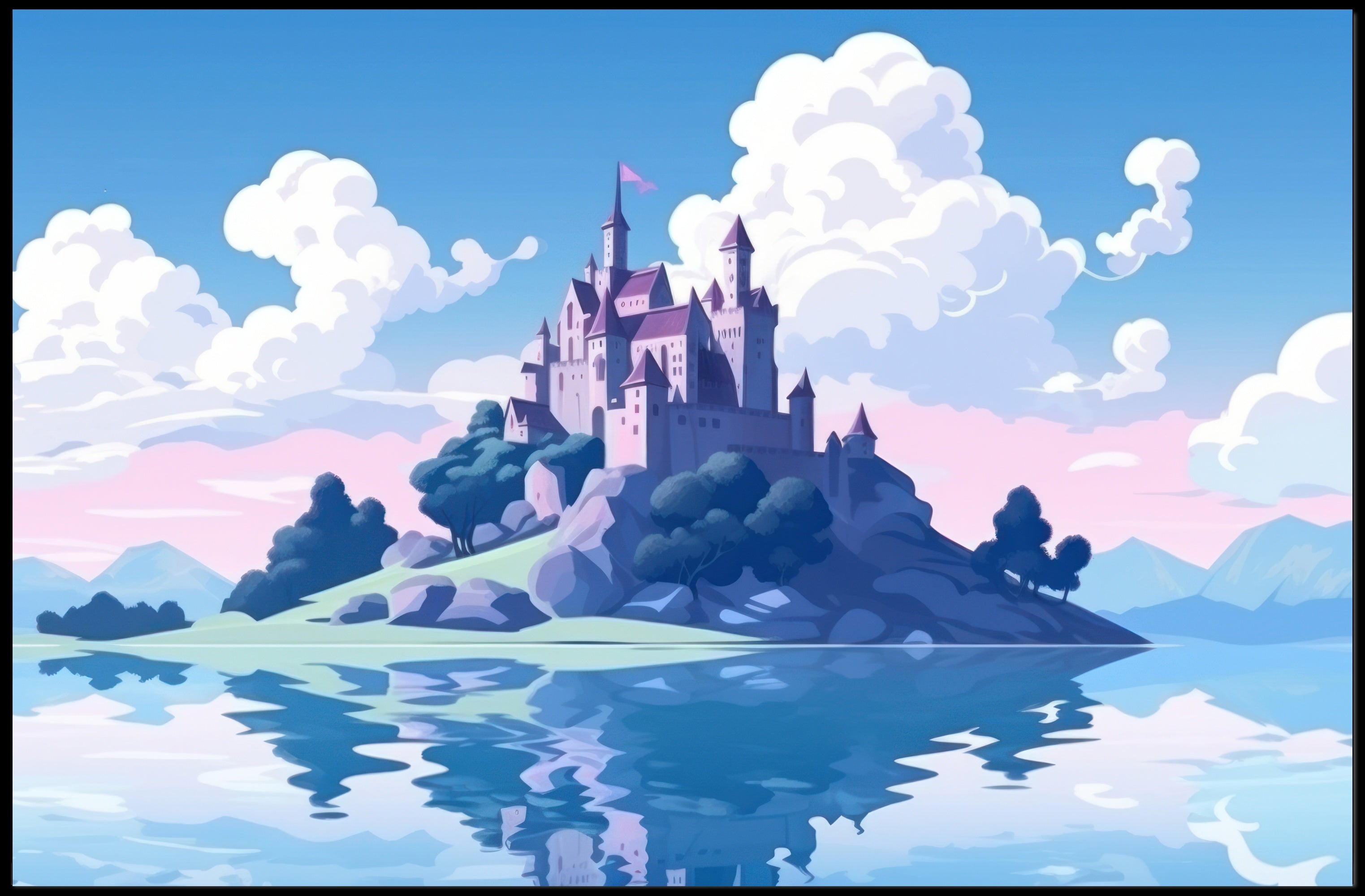 Enchanted Castle by the Lake Poster