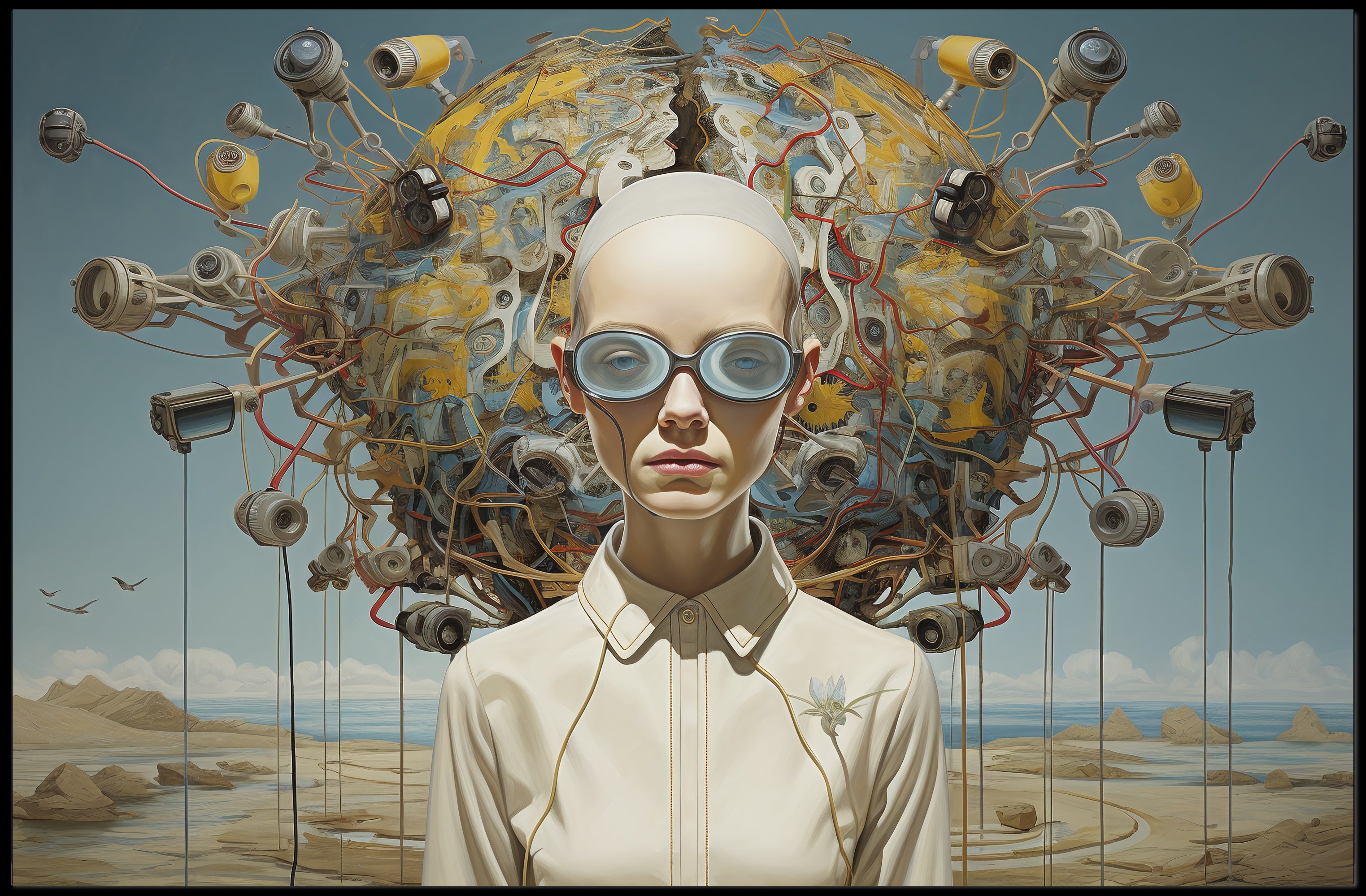 Futuristic Surveillance Sci-Fi Art Print: A Surreal Poster