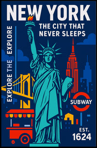 Explore New York City in Vibrant Urban Cityscape Poster