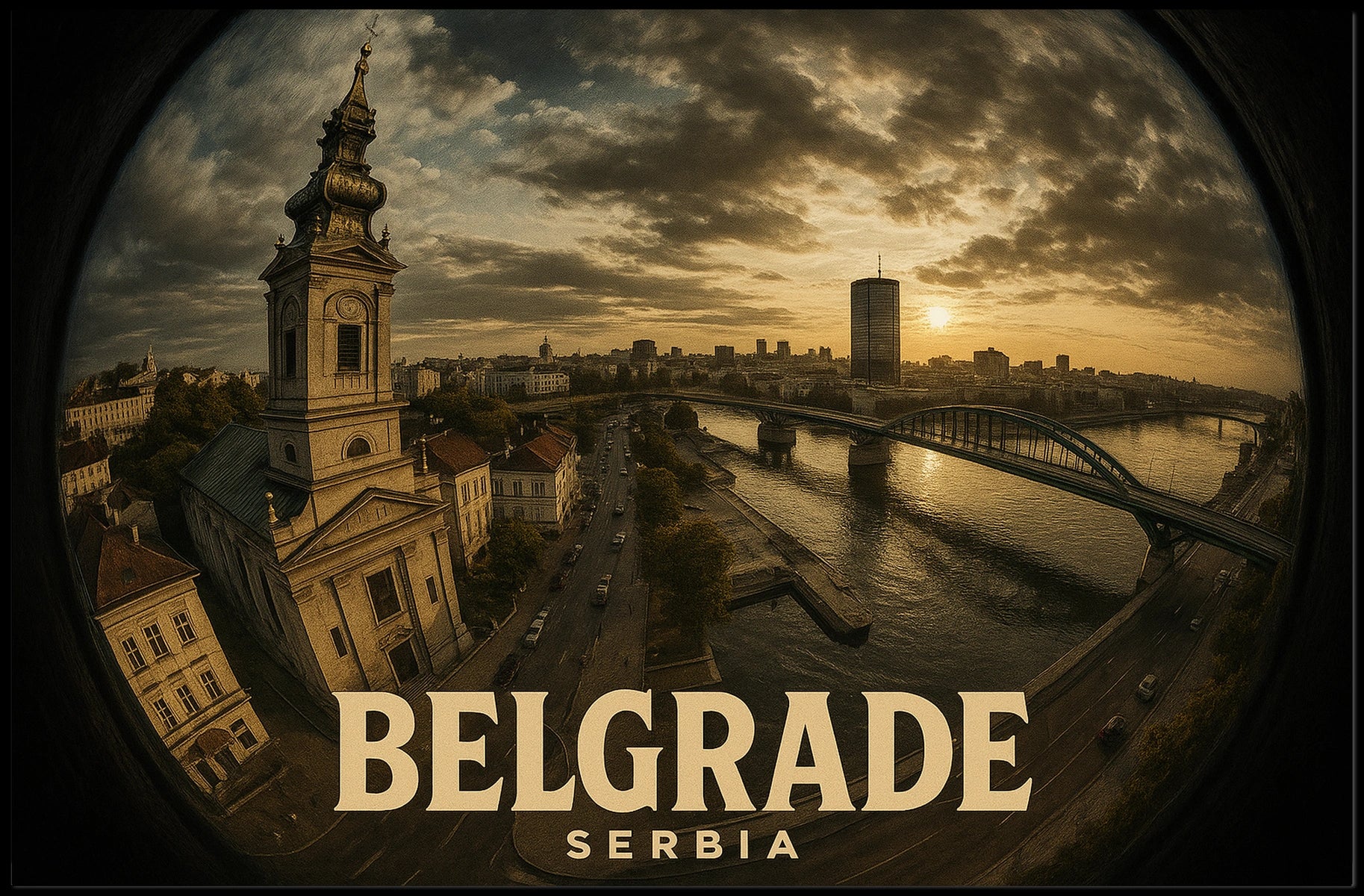 Belgrade Sunset Cityscape Photography Wanderlust Poster