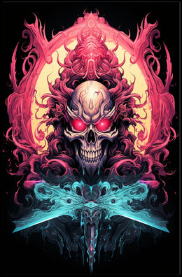 Menacing Skull Artistic Design Abstract Poster