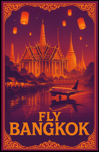 Bangkok Evening Glow Vintage Travel Poster