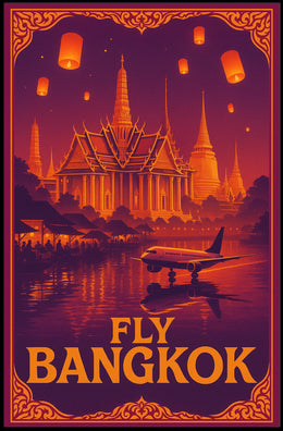 Bangkok Evening Glow Vintage Travel Poster