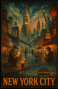 New York City A Nighttime Urban Symphony Poster