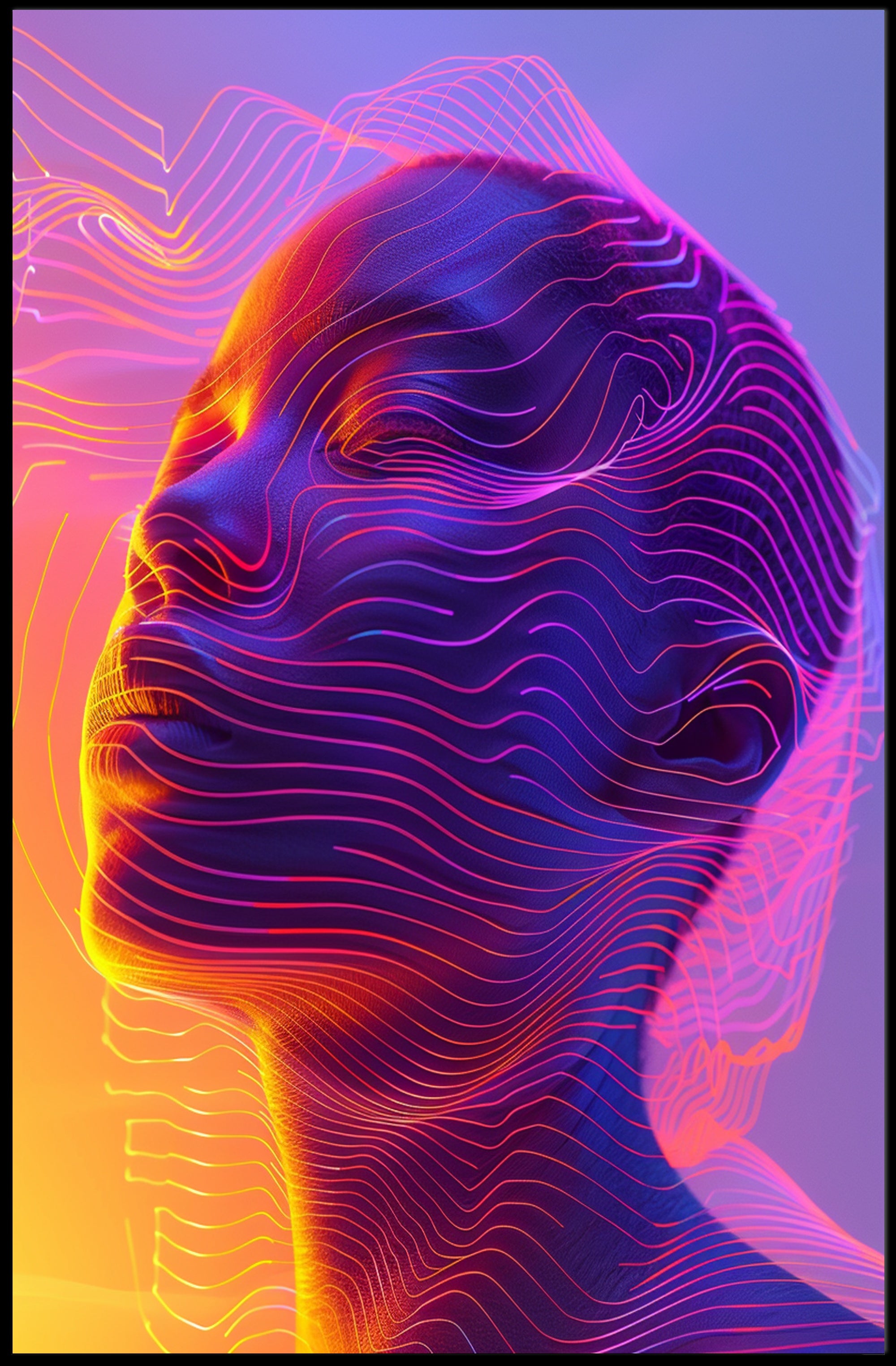 Futuristic Neon Abstract Art Poster - Futuristic Sci-Fi Poster PosterGoat