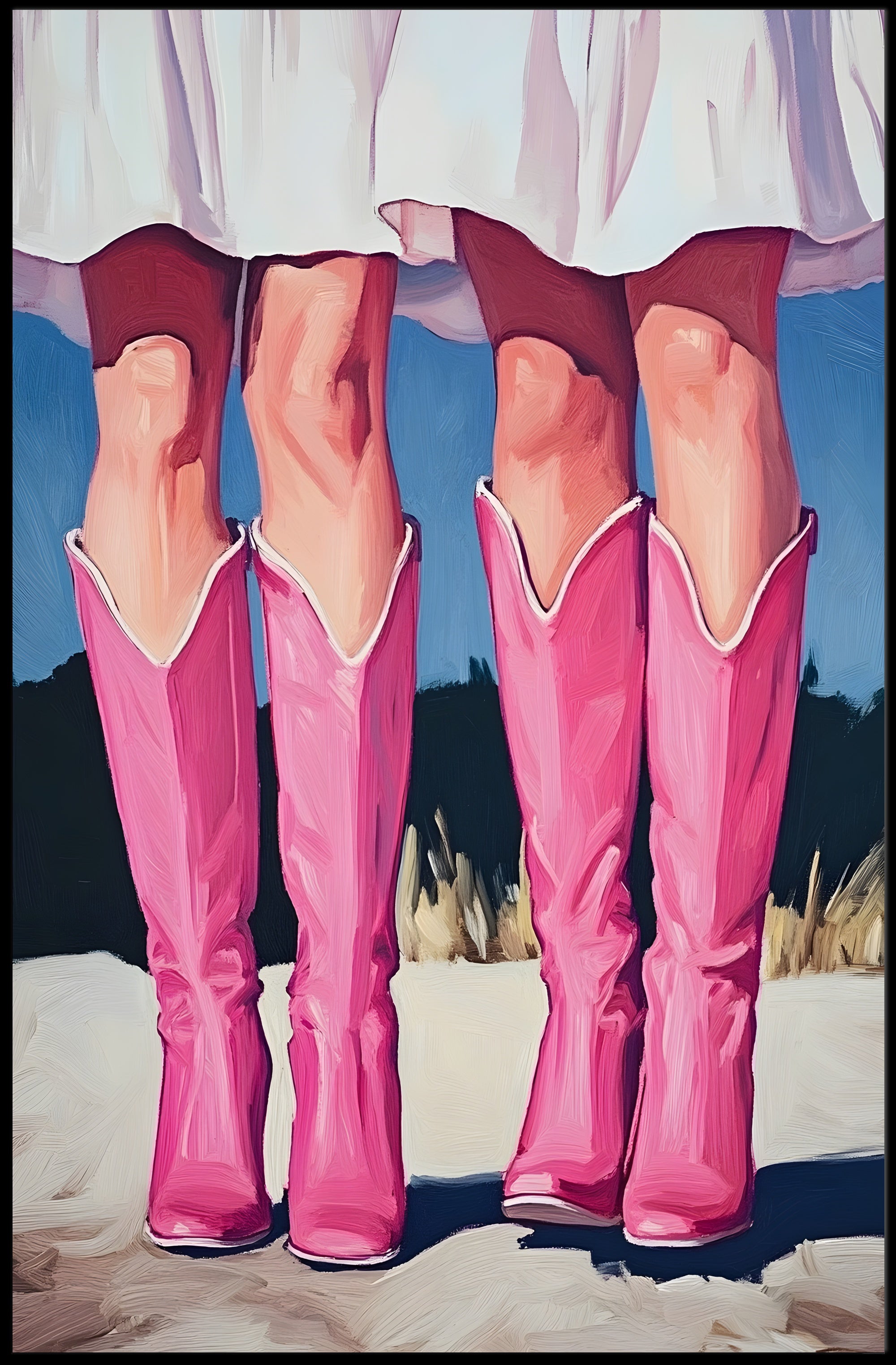 Pink Boots Wall Art Poster Vintage Feminine Print