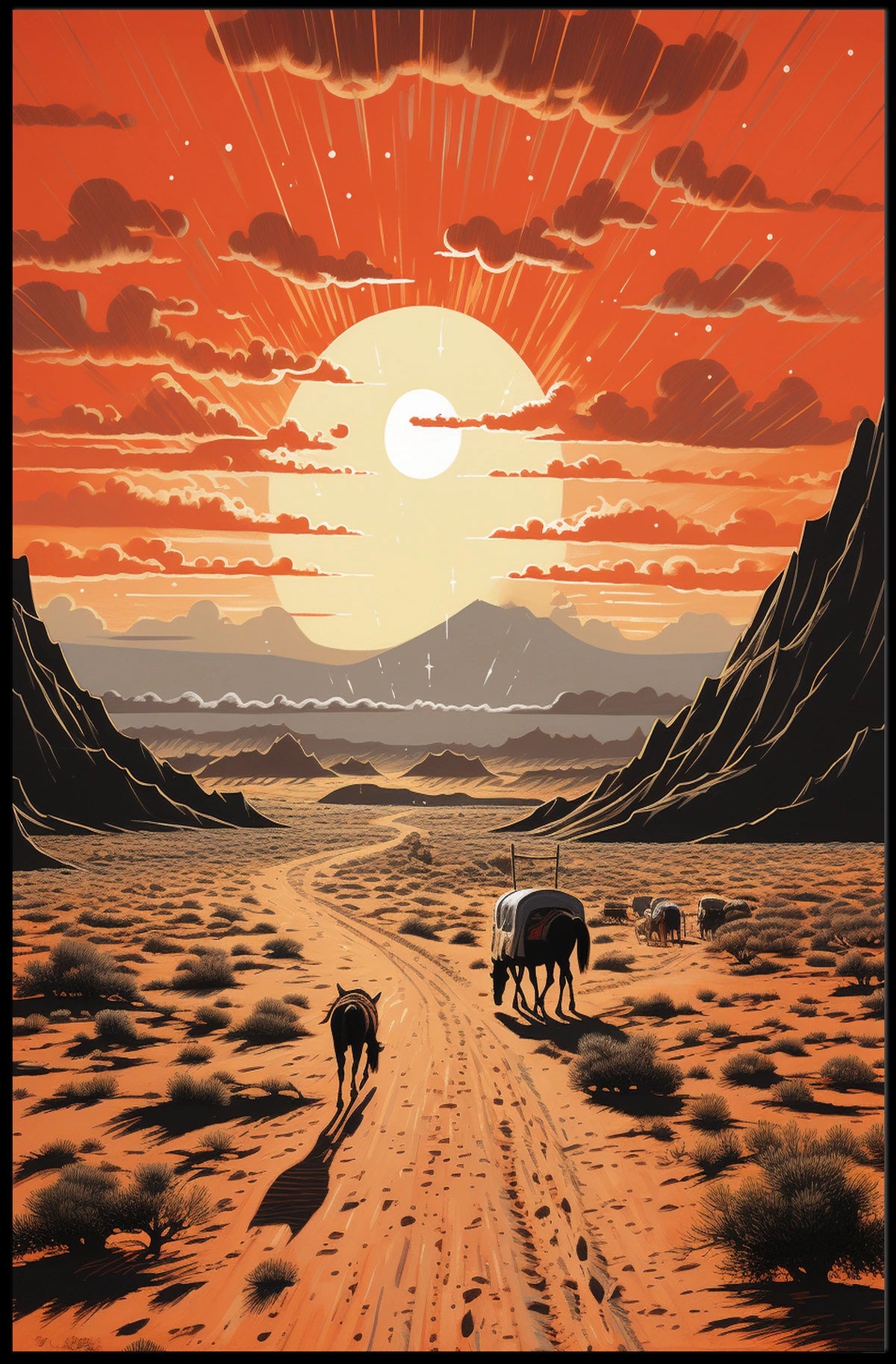 Desert Adventure in Vintage Western Travel Poster