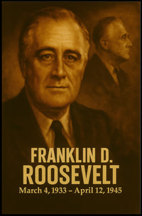 Franklin D Roosevelt Vintage Presidential Poster Analog Film Aesthetic Portrait Historical Wall Art Print