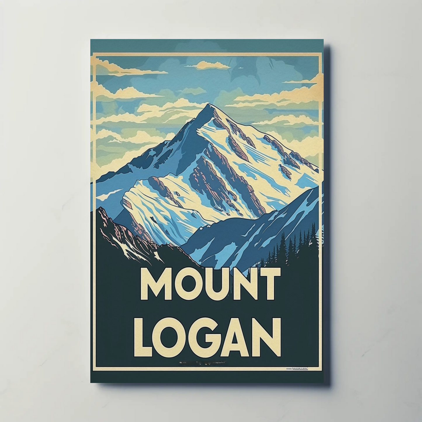 Mount Logan Snow Peak Vintage Travel Poster