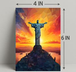 Sunset Over Christ The Redeemer Poster