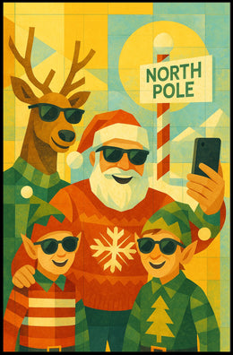 North Pole Selfie Santa Christmas Poster