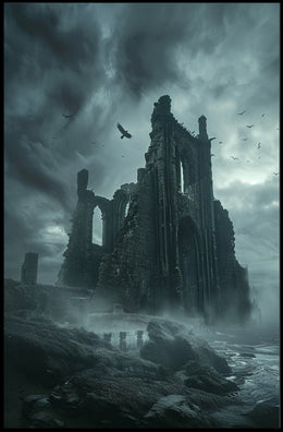 Gothic Cathedral Ruins in Haunting Fantasy or Mythology Poster PosterGoat
