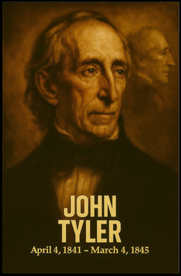 John Tyler Presidential Poster Vintage Analog Film Aesthetic Wall Art Portrait Historical US President Print