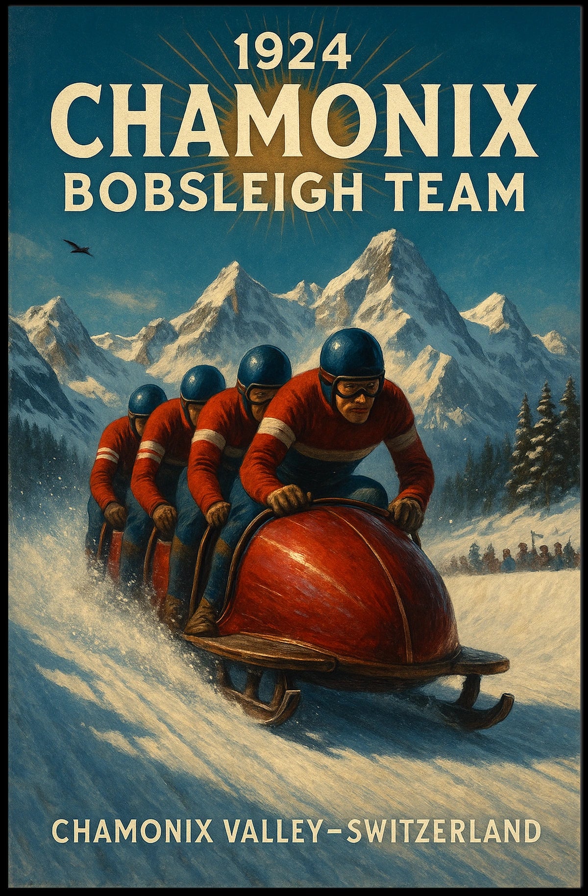 1924 Chamonix Bobsleigh Team Poster
