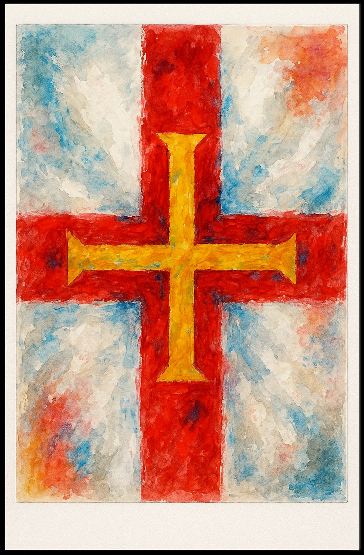 Abstract Cross In Watercolor Abstract Poster