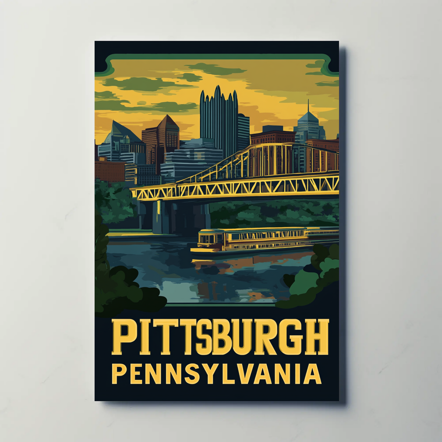 Pittsburgh, Pennsylvania Vintage Travel Poster