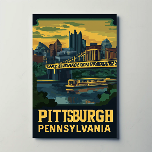 Pittsburgh, Pennsylvania Vintage Travel Poster