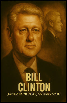 Bill Clinton Poster Vintage Analog Film Aesthetic Presidential Portrait Wall Art Print USA History