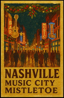 Nashville Music City Mistletoe Poster