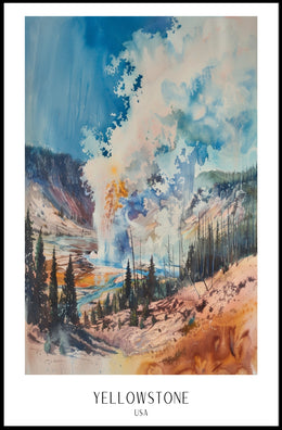 Yellowstone Watercolor Poster Wall Art Print