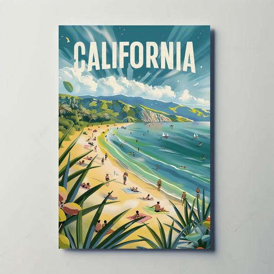 California Dream Coastline Beach Day Travel Poster