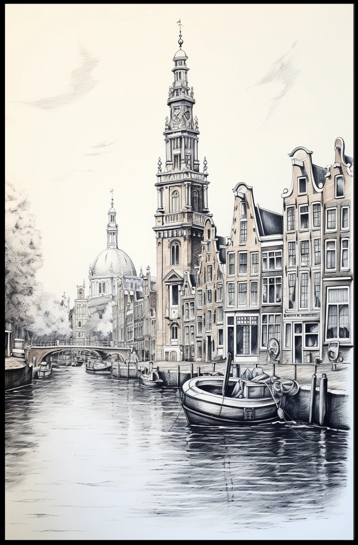 Amsterdam Canal Art Print European Travel Poster