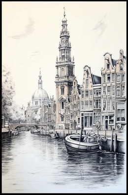 Amsterdam Canal Art Print European Travel Poster