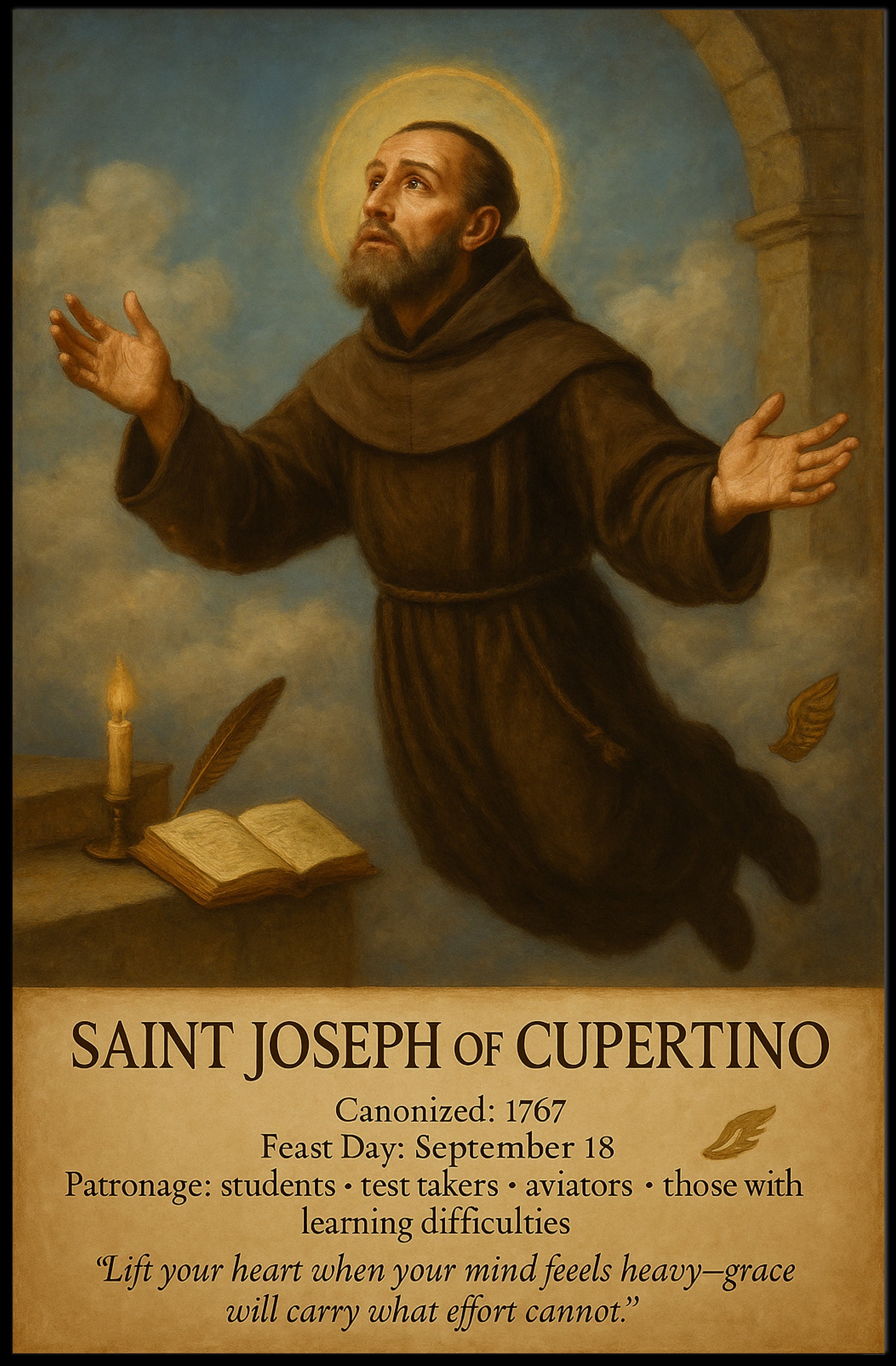 Saint Joseph of Cupertino Religious Levitation Heritage Poster
